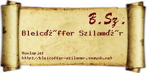 Bleicöffer Szilamér névjegykártya